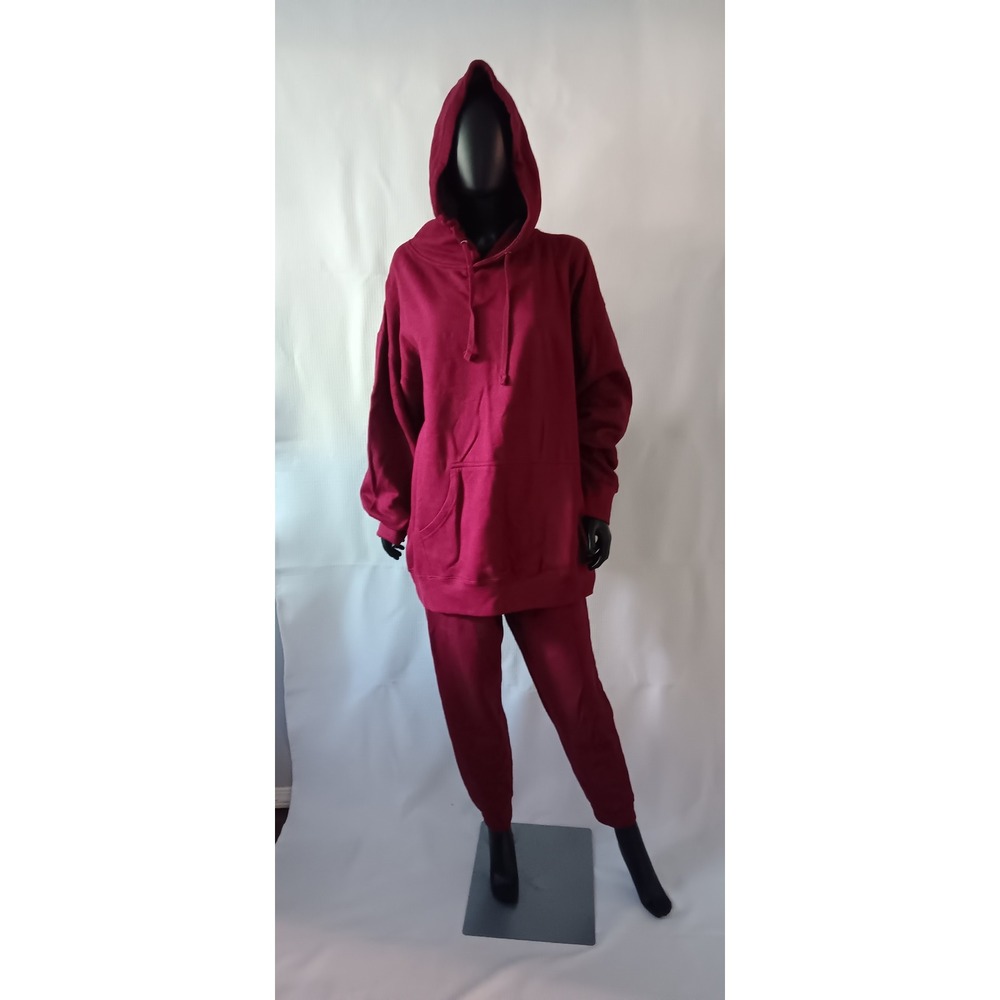 SMART Blanks 2 Piece Sweatshirt set Burgundy Hoodie Jogger Kangaroo Pockets 2XL